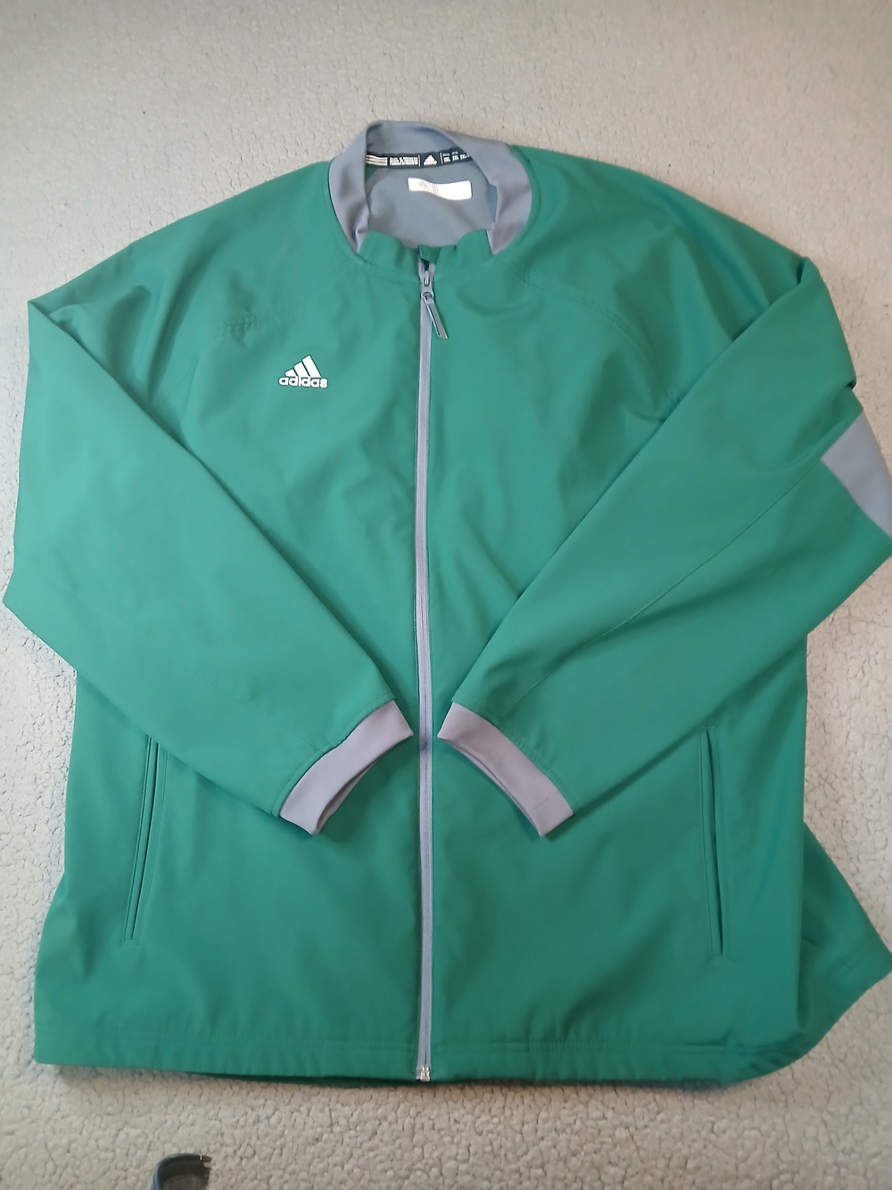 Adidas Mens Windbreaker Jacket XXL Green And Gray Zip Up